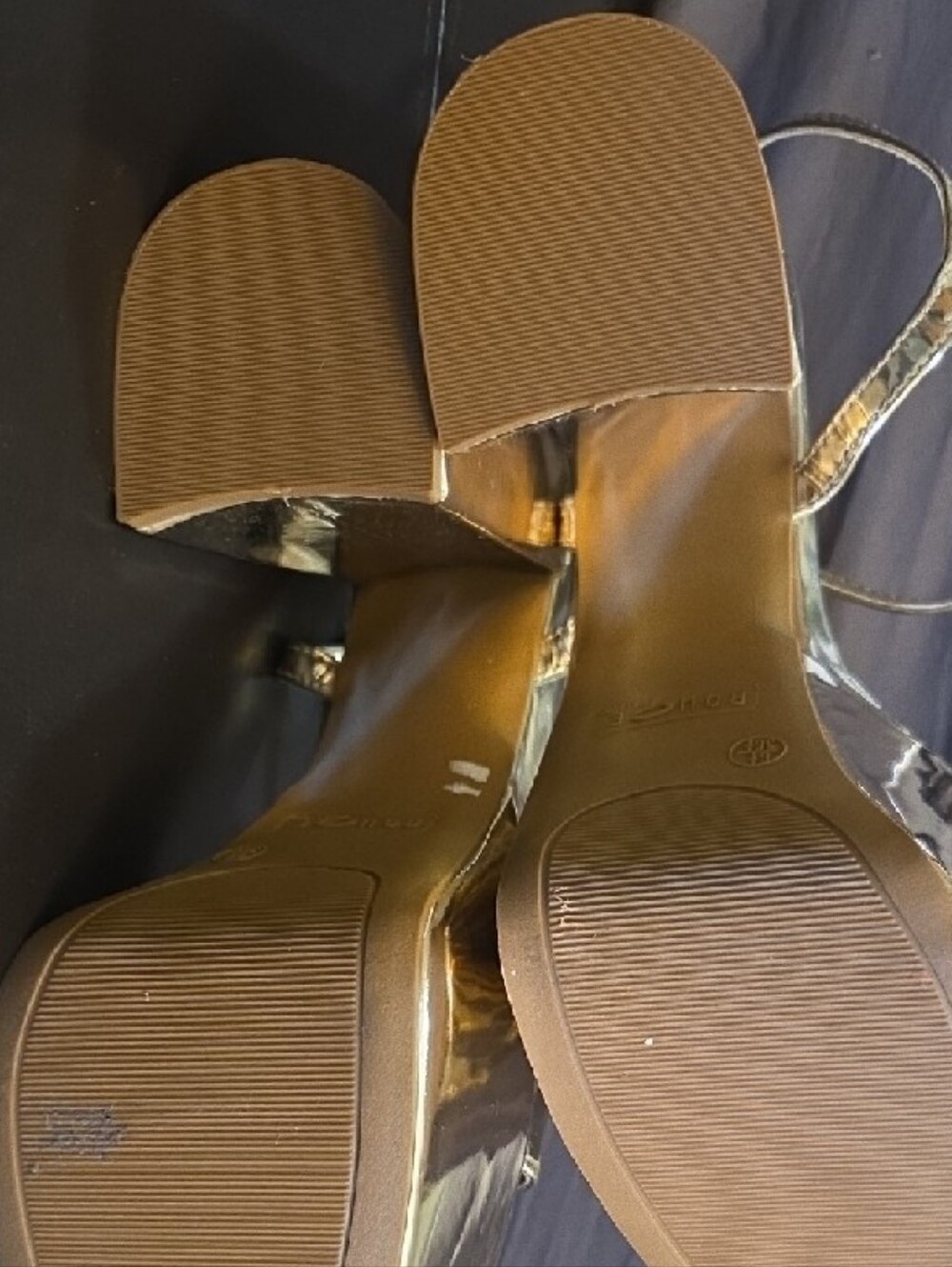 Metallic Gold Platform Block Heel Sandals - Women Sz 6.5 NIB - Picture 5 of 12